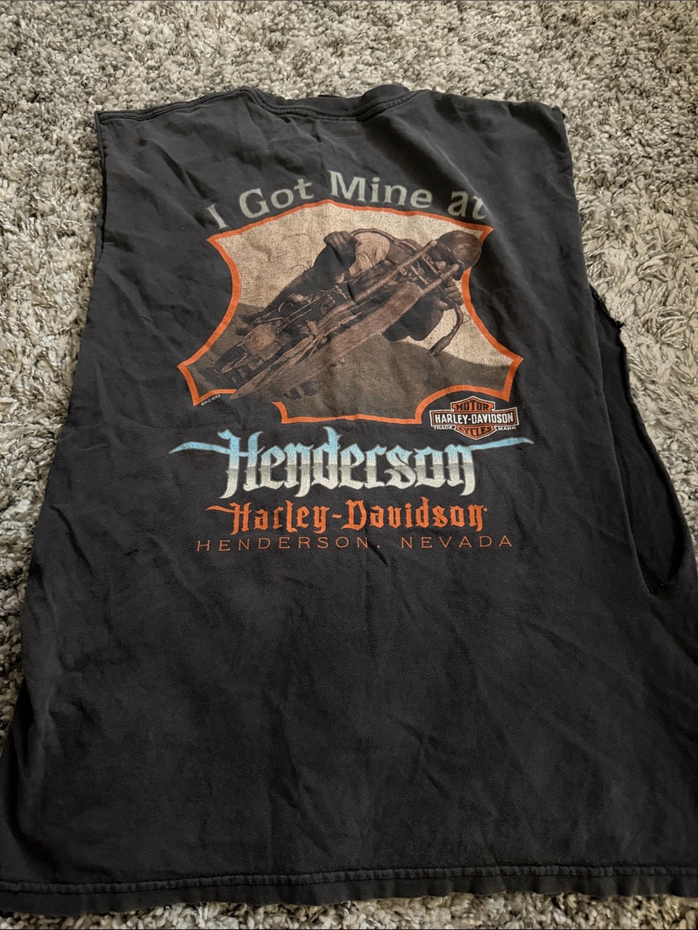 Harley-Davidson Black Tank with Orange and Light Blue Henderson Graphics